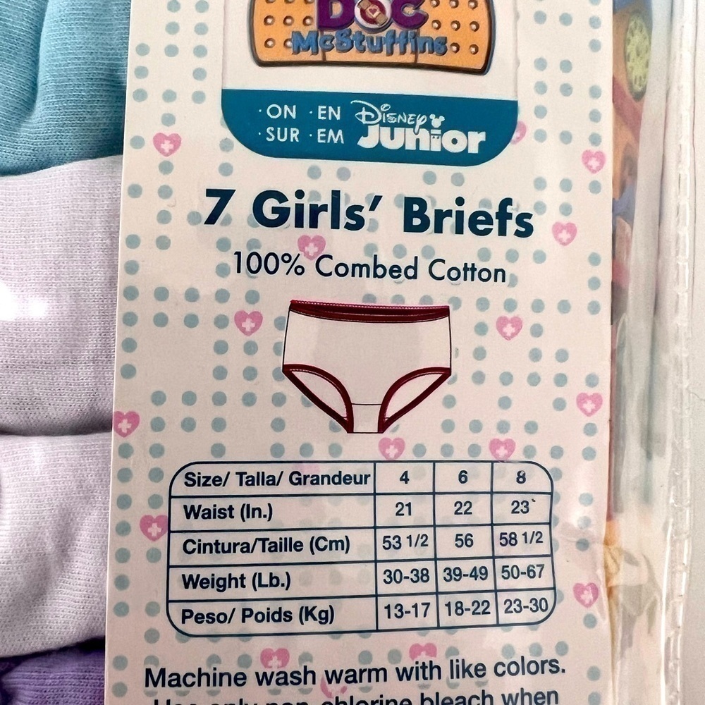 GIRLS' Doc McStuffins 7pk Underwear Size 8 - Picture 4 of 4